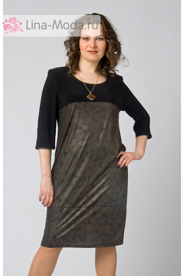 Платье "СКС" 3703 (Черный/коричневый)