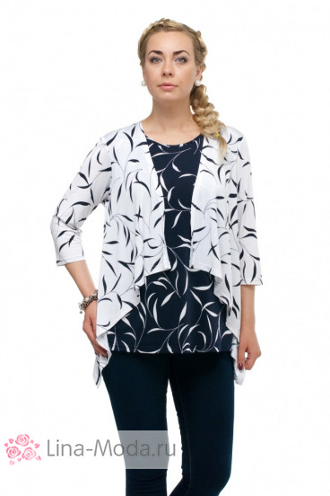 Блуза "Олси" 1610023/2 ОЛСИ (Белый/синий темный)